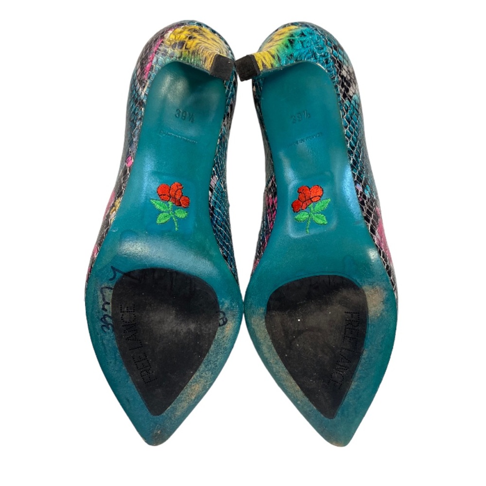 Y2K FREE LANCE Leather Multicolor Snakeskin Heels - Picture 9 of 16